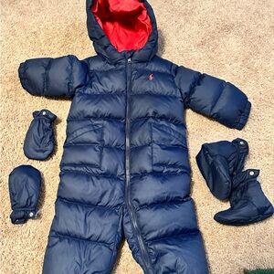 Ralph Lauren Navy Blue Kids Puffer Jacket Set